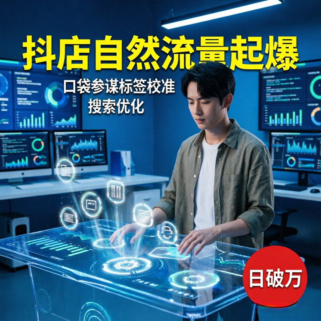 抖店自然流量起爆：口袋参谋标签校准+搜索优化，免费流量日破万