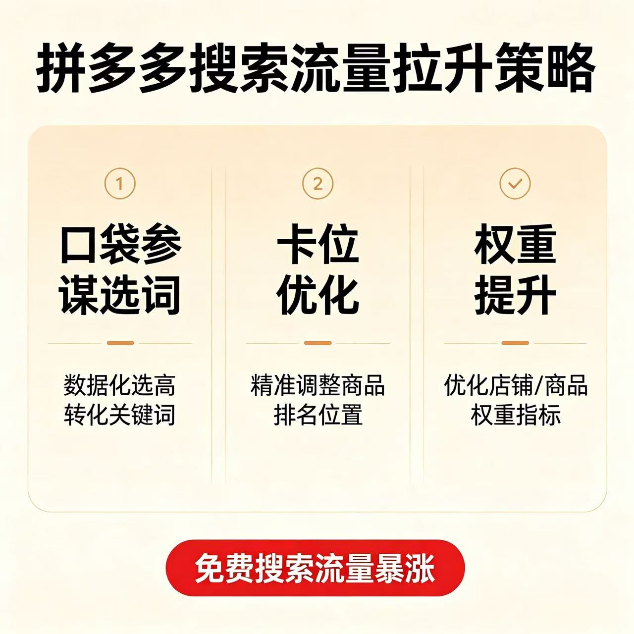 拼多多搜索流量拉升：口袋参谋选词+卡位+权重，免费搜索流量暴涨