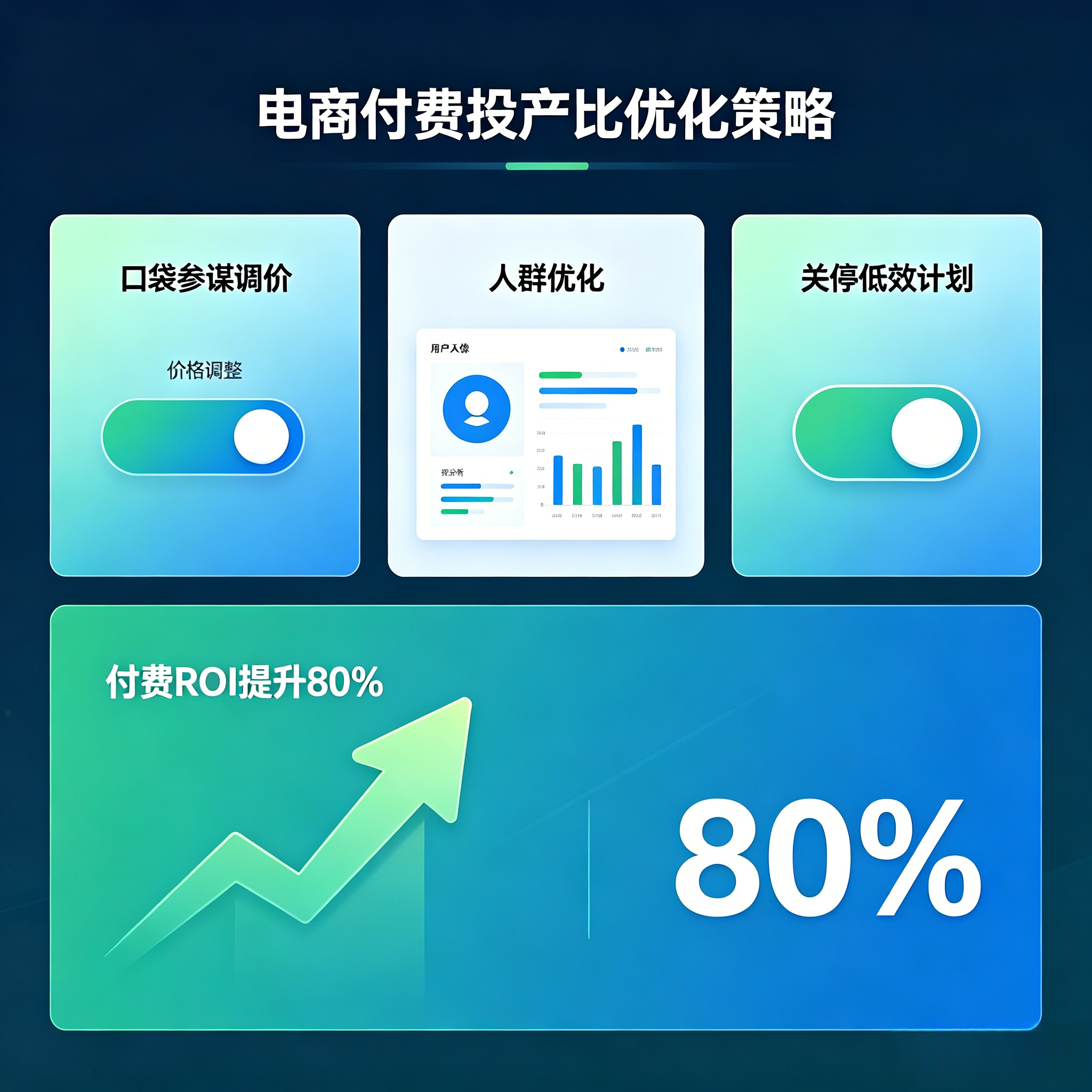 电商付费投产比优化：口袋参谋调价+人群+关停，付费ROI提升80%
